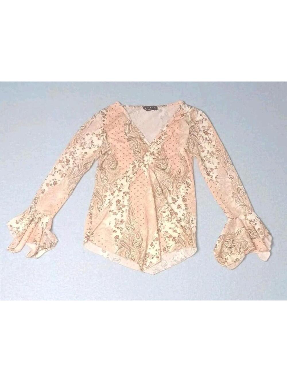 Maria Gabrielle Y2k Flutter Sleeve Blouse Womens Size Medium Multicolor Paisley